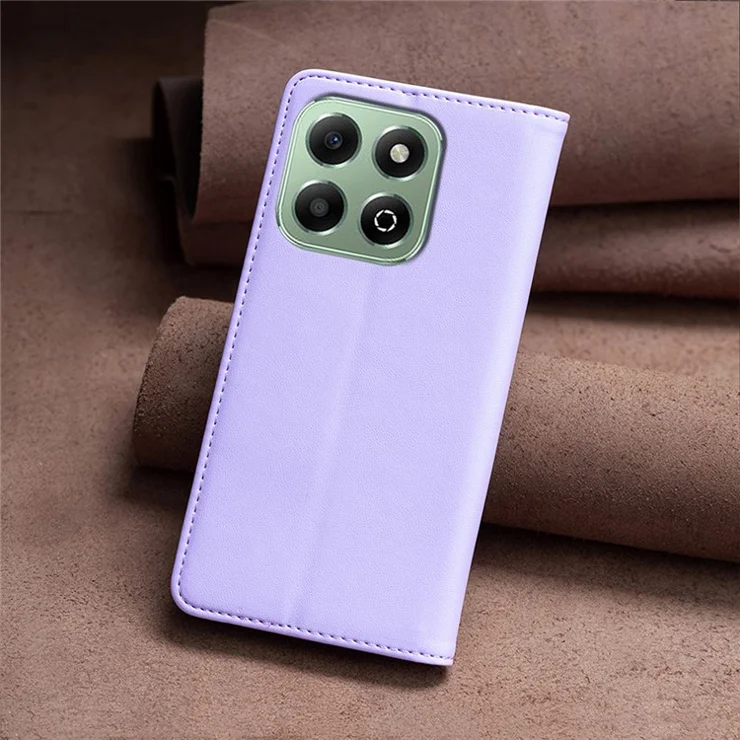 BINFEN COLOR BF18 For Honor X6b 4G Case Card Holder Stand Flip Leather Phone Cover - Purple