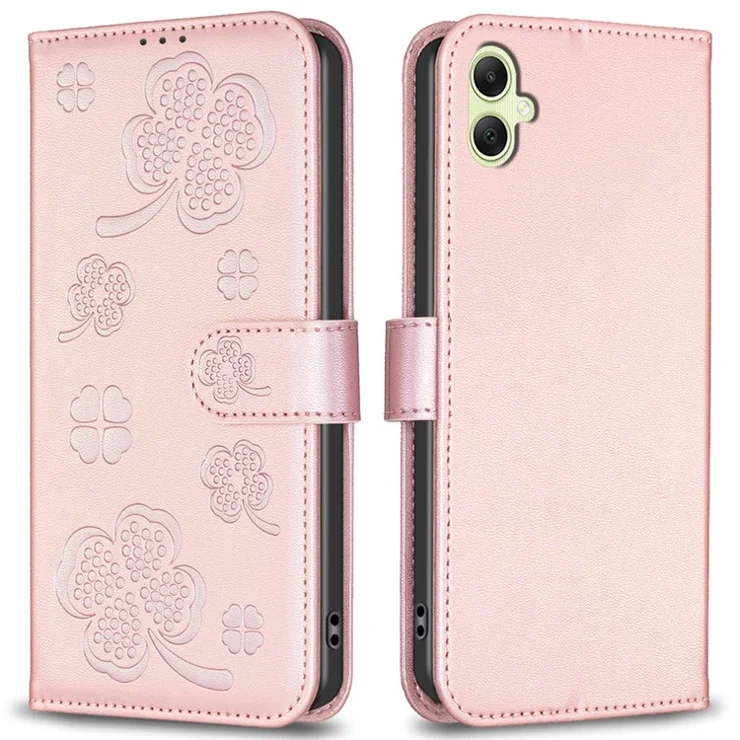 For Samsung Galaxy A06 4G Case PU Leather Wallet Stand Phone Cover Clover Pattern - Pink