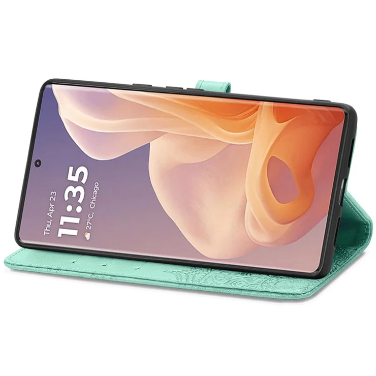 For Motorola Moto G85 5G / S50 Neo 5G Case Embossed Mandala Flower Leather Phone Cover - Mint Green