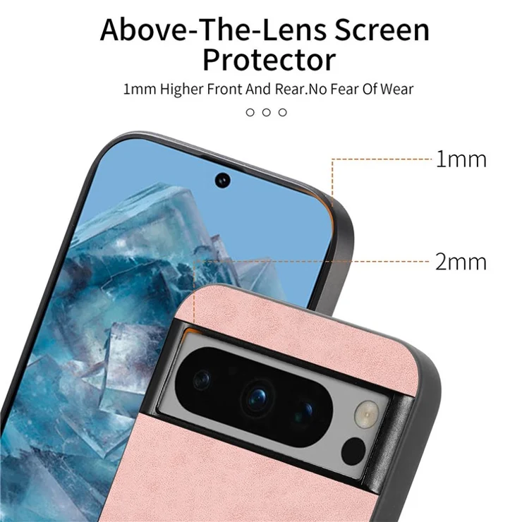 For Google Pixel 8 Pro Leather Back Case Compatible with MagSafe Skin-touch Phone Cover - Black