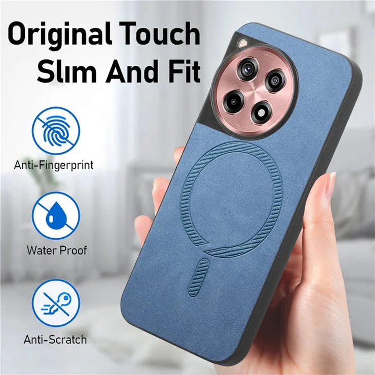 For OnePlus Ace 3 5G / 12R 5G Leather Back Case Compatible with MagSafe Skin-touch Phone Cover - Purple