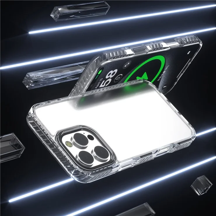 Anti-Scratch Phone Cover for iPhone 15 Pro Max Clear Phone Case PC+TPU Shell - Grey