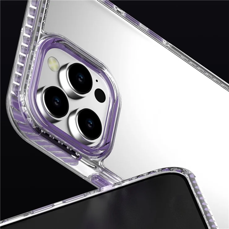For iPhone 13 Pro Clear Phone Case PC+TPU Shell Anti-Scratch Phone Cover - Pink