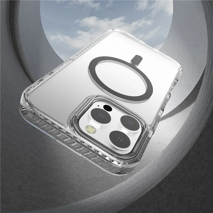 For iPhone 14 Pro Max Clear Phone Case PC+TPU Shell Compatible with MagSafe Phone Cover - Orange