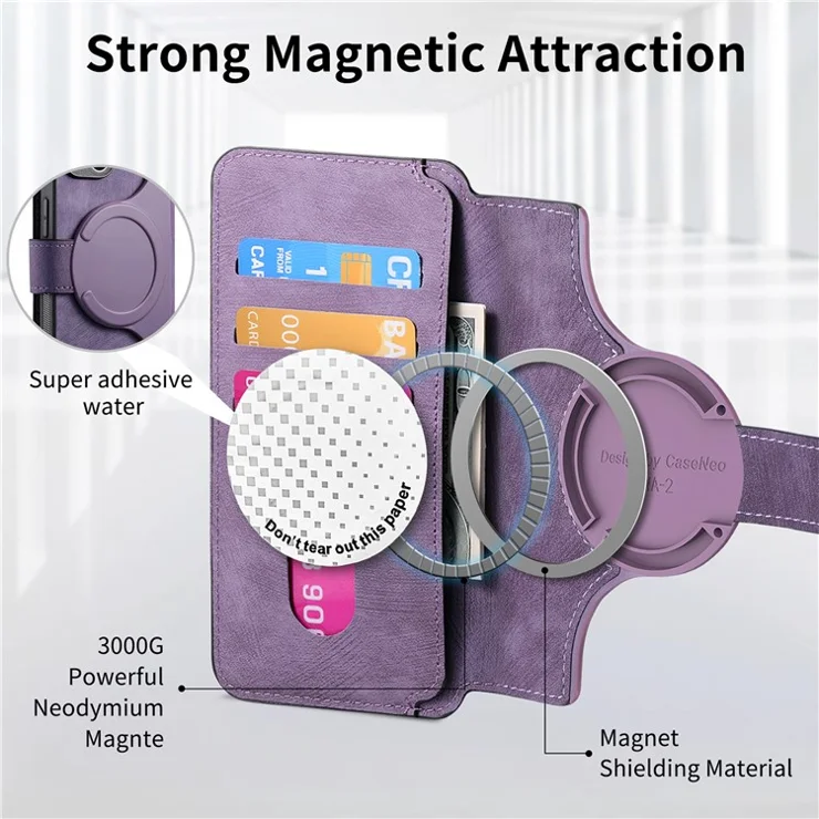 For Honor 200 5G Magnetic Case CASENEO Detachable Leather Phone Wallet Cover - Purple