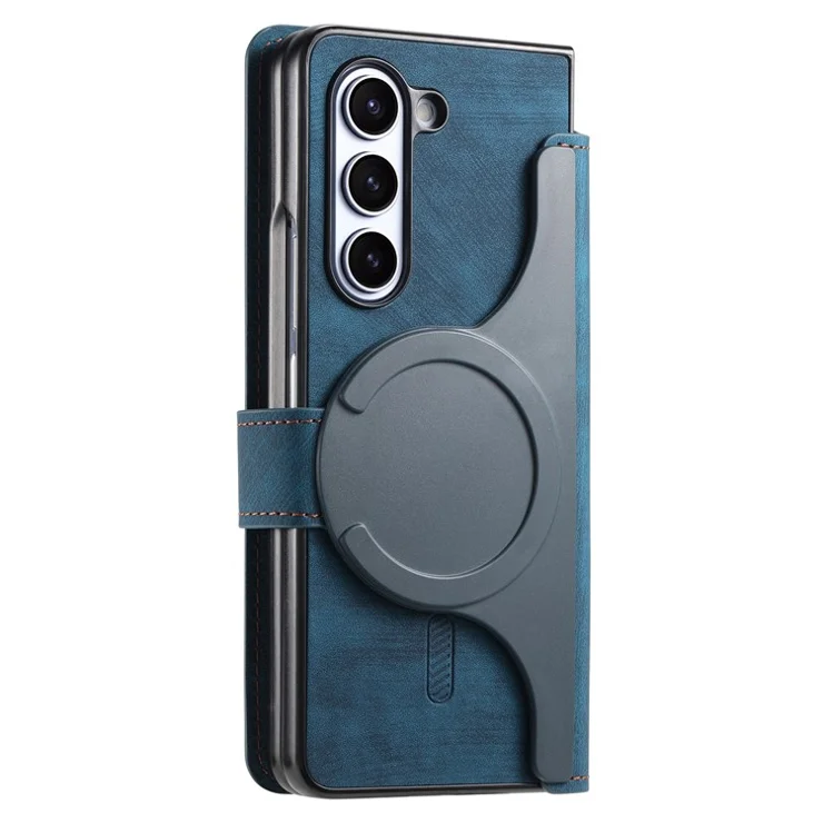CASENEO For Samsung Galaxy Z Fold6 5G Case Leather 2-in-1 Magnetic Detachable Wallet Phone Cover - Dark Blue