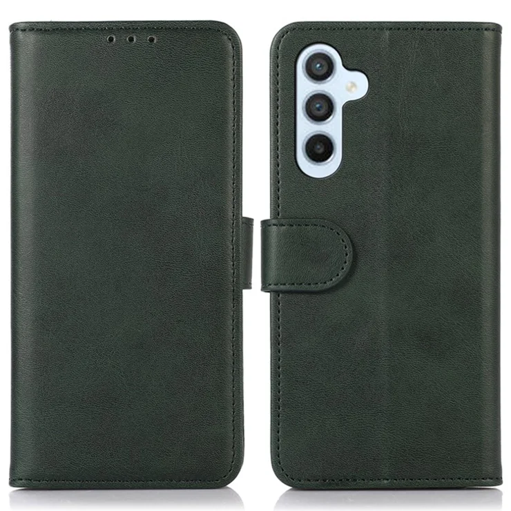 For Samsung Galaxy M35 5G Case Cowhide Texture Leather Wallet Phone Cover with Stand - Green