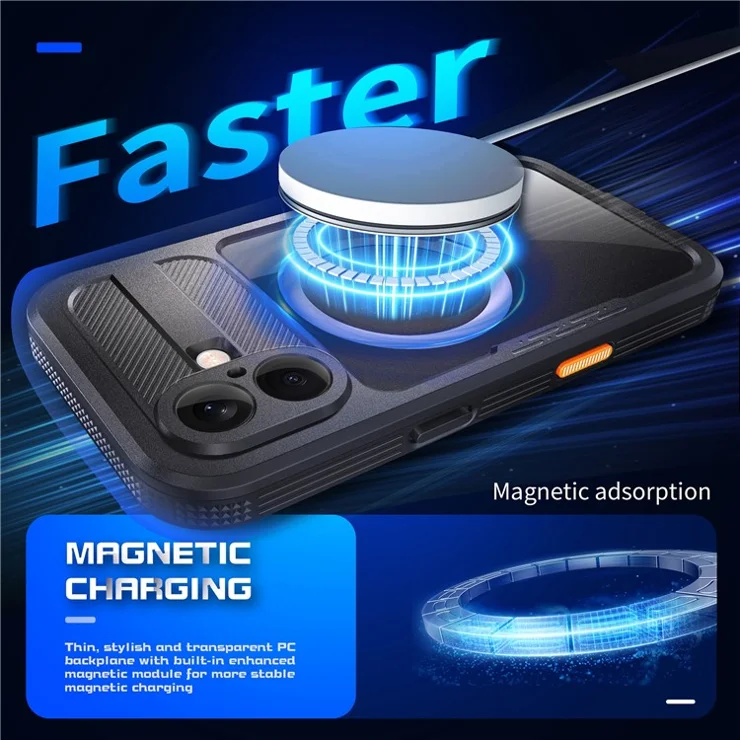 REDPEPPER For iPhone 16 Phone Case Compatible with MagSafe IP68 Waterproof Clear Phone Cover - Black