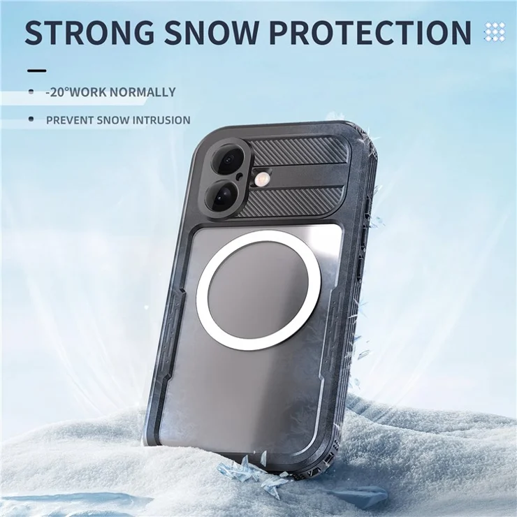 REDPEPPER For iPhone 16 Phone Case Compatible with MagSafe IP68 Waterproof Clear Phone Cover - Black