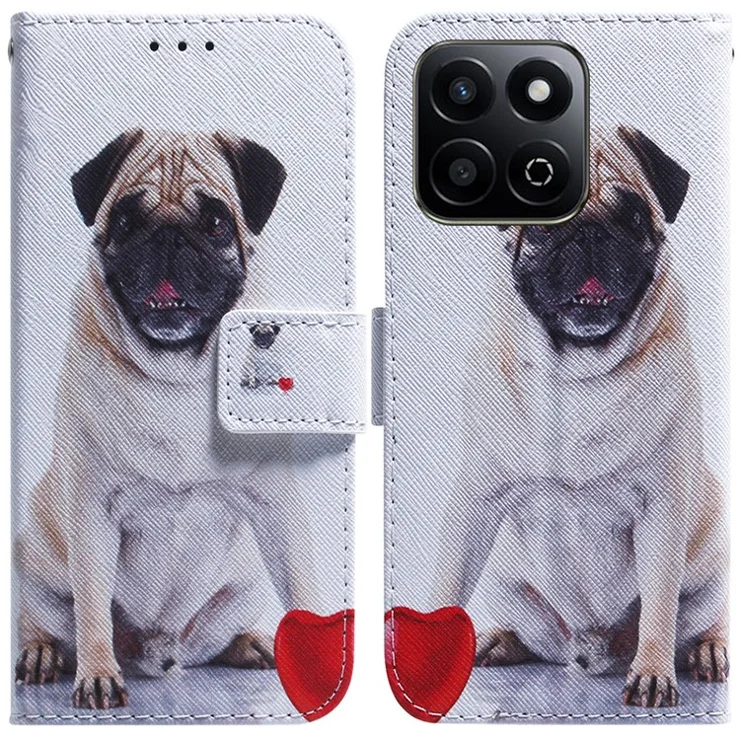For Honor Play 60 Plus 5G Wallet Case Pattern Print Leather Phone Cover - Dog