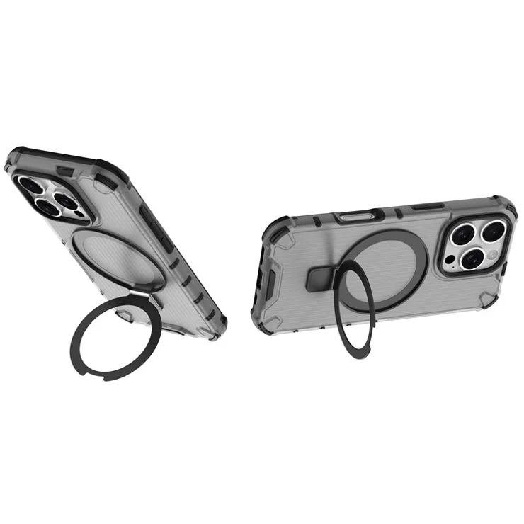 For iPhone 16 Pro Max Case with Kickstand PC+TPU Phone Cover Compatible with MagSafe - Grey
