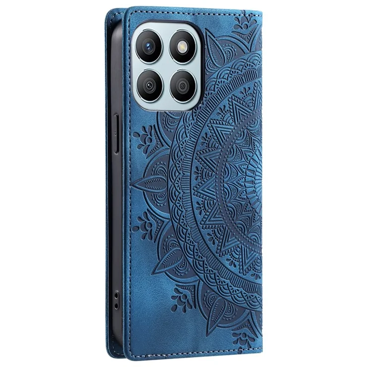 Style 010 For Honor X6b 4G Case Mandala Pattern Magnetic Closing Leather Phone Cover - Blue