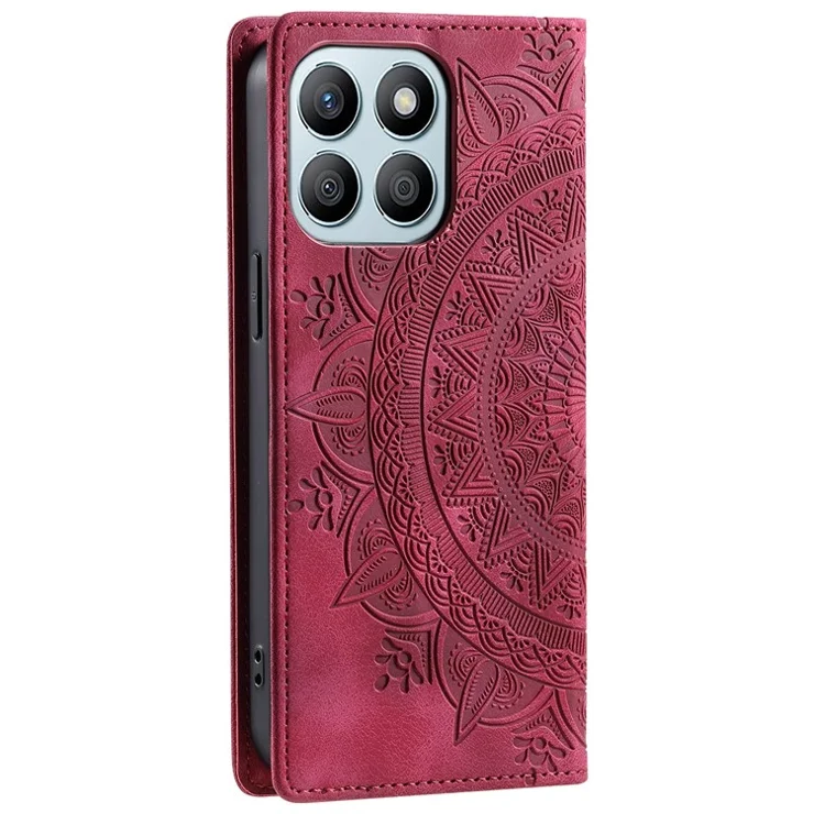 Style 010 For Honor X6b 4G Case Mandala Pattern Magnetic Closing Leather Phone Cover - Rose
