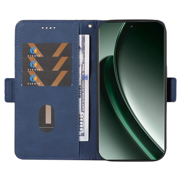For Realme GT 6 5G Case Geometric Rhombus Wallet Leather Phone Cover - Blue