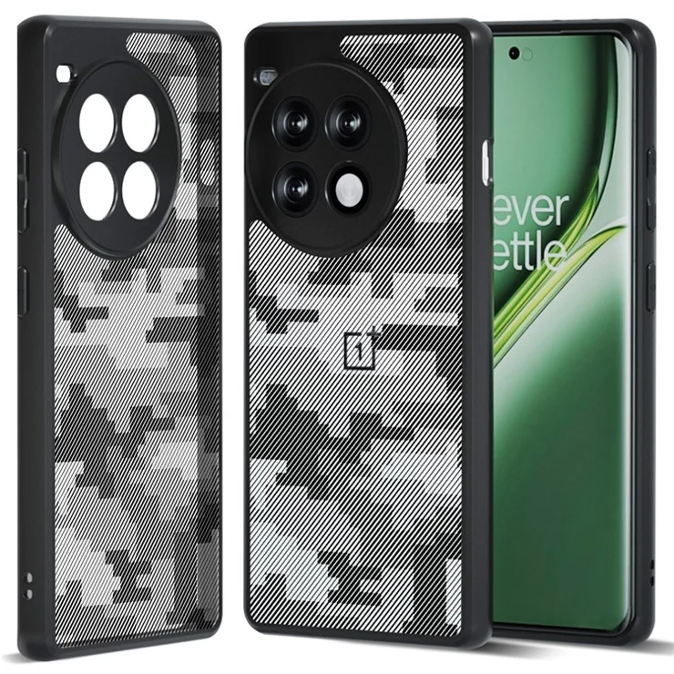 IBMRS For OnePlus Ace 3 Pro 5G Case Protective Hybrid TPU + PC Phone Cover - Grid Camouflage