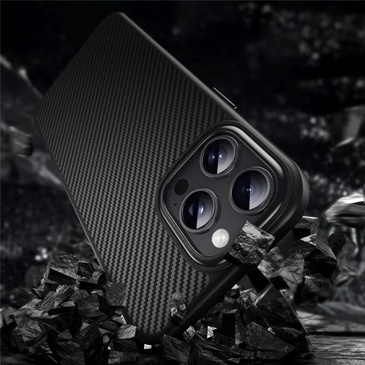 For iPhone 16 Pro Max Magnetic Case Compatible with MagSafe Carbon Fiber Texture PC + TPU Cover