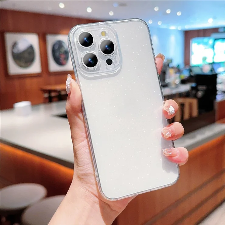 For iPhone 14 Pro Max Case Clear Glitter Shockproof TPU Phone Cover - Transparent