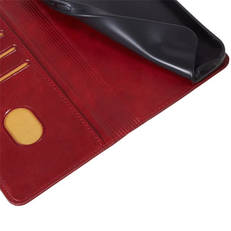 For Samsung Galaxy A16 5G / A16 4G Case Leather Flip Shockproof Calf Texture Phone Cover - Red