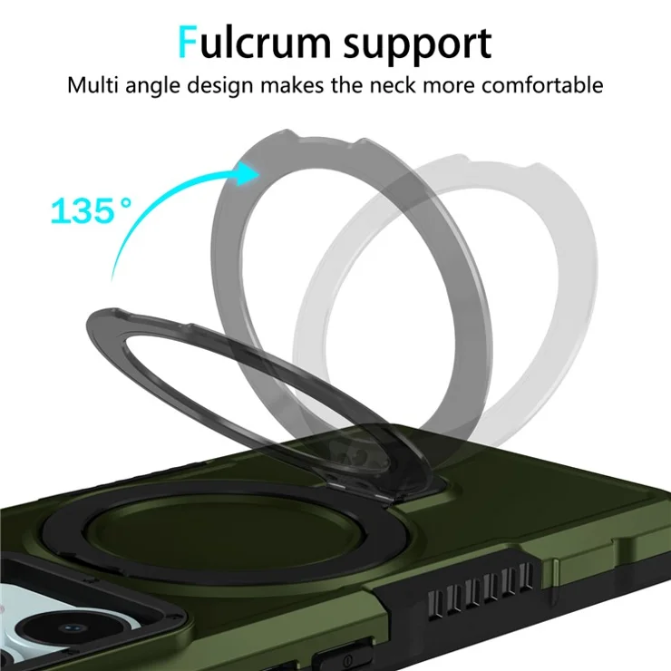 For Xiaomi Poco X6 5G / Redmi Note 13 Pro 5G Case Ring Holder Kickstand TPU+PC Phone Cover - Blackish Green