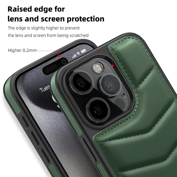For iPhone 15 Pro Case Compatible with MagSafe RFID Blocking Card Slot Leather Back Cover - Green