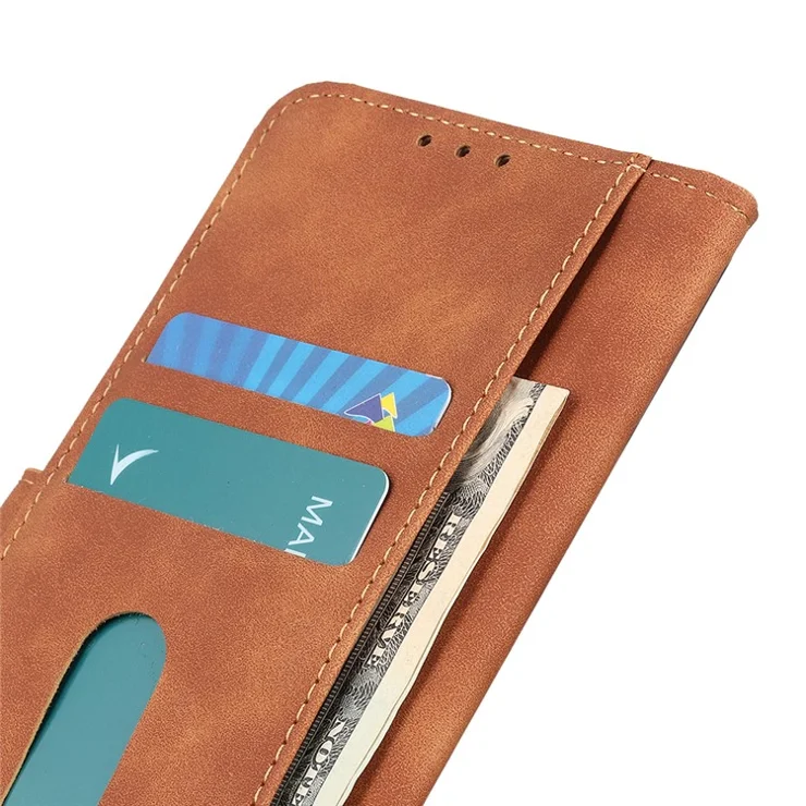 KHAZNEH For Samsung Galaxy M35 5G Case Retro PU Leather Wallet Stand Phone Cover - Brown