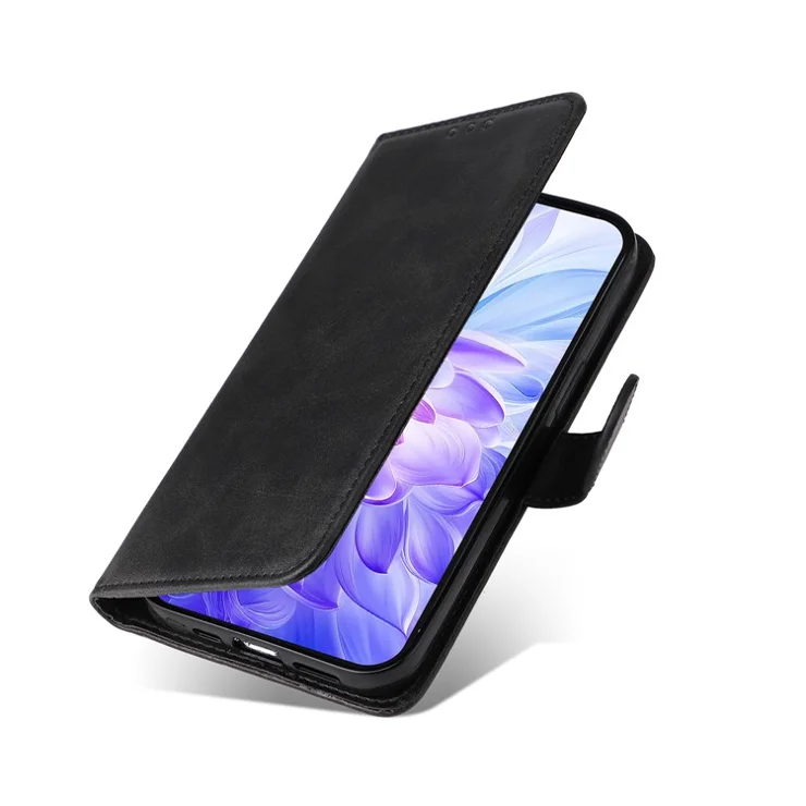 For Honor X60i 5G Case PU Leather Phone Cover with Cash / Card Slots - Black