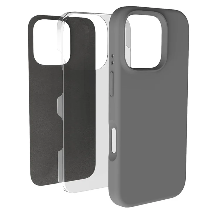For iPhone 16 Pro Max Case Slim Shockproof PC+Liquid Silicone Phone Cover - Red