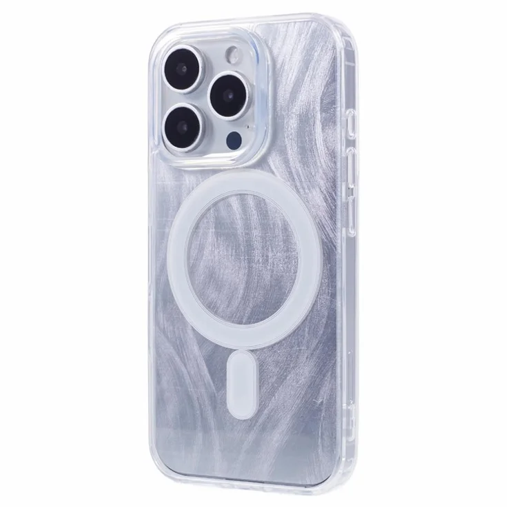 For iPhone 16 Pro Max Case Compatible with MagSafe TPU+Acrylic Phone Cover with Glitter Insert - Grey