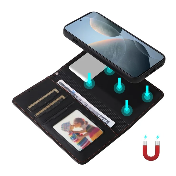For Xiaomi Redmi K70 Pro 5G / K70 5G / Poco F6 Pro 5G Magnetic Case BETOPNICE Detachable PU Leather Phone Cover with Strap - Black