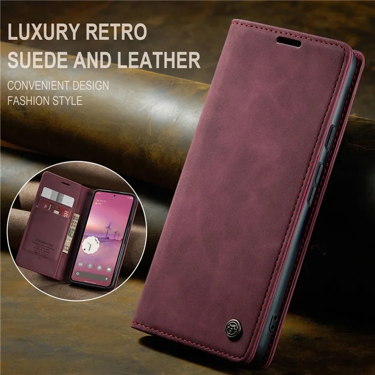 CASEME 013 Series For Google Pixel 9 Pro XL Case Card Holder Stand Leather Phone Cover - Red