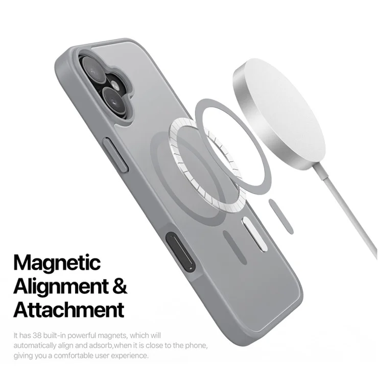 DUX DUCIS Yind Series For iPhone 16 Matte Case Compatible with MagSafe PC+TPU Phone Cover - Grey