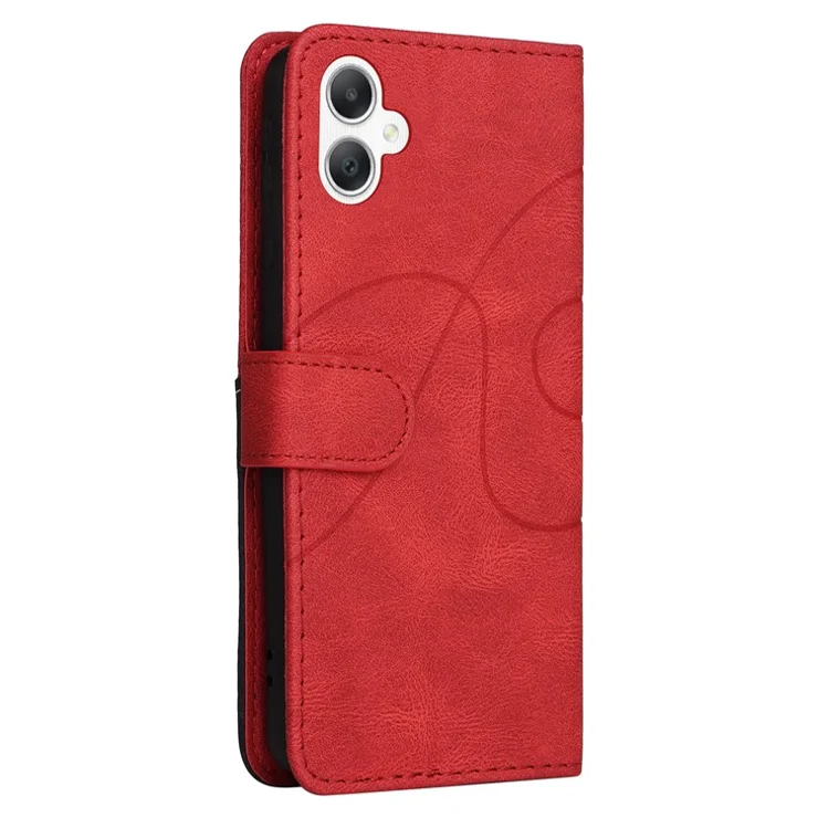 For Samsung Galaxy A06 4G Leather Case Wallet Stand Color Splicing Phone Cover - Red