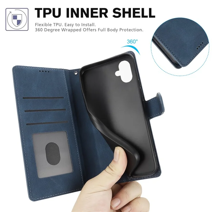 For Samsung Galaxy A06 4G Case PU Leather Phone Cover with Wallet Stand View - Blue