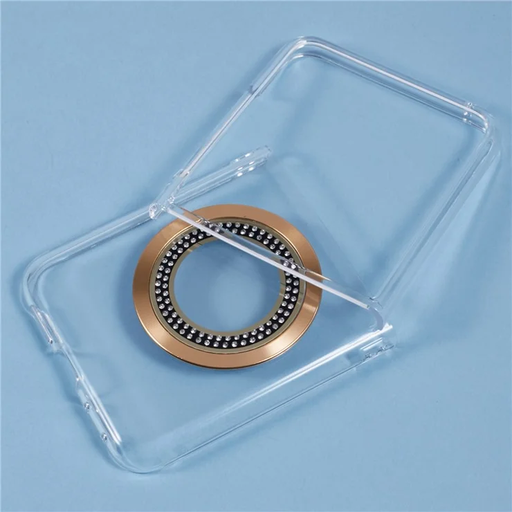 For Motorola Razr 50 Ultra 5G Magnetic Case Shockproof PC Phone Cover Rhinestone Decor - Gold