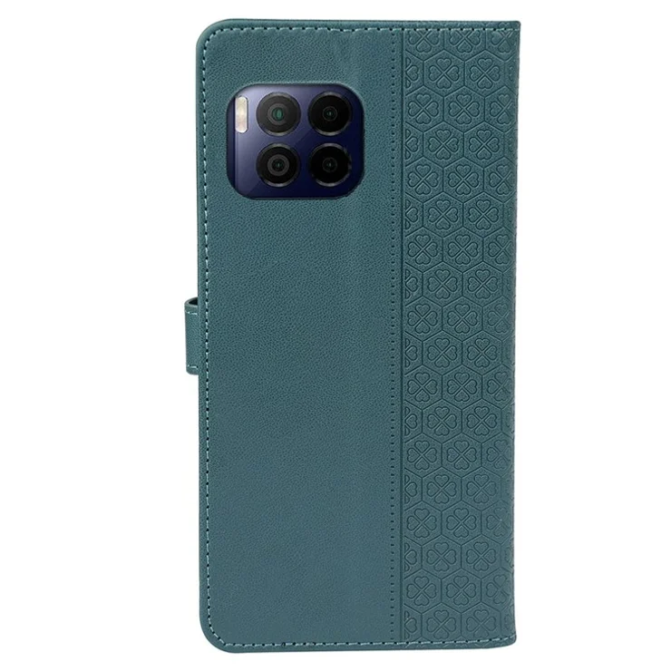 For T-Mobile REVVL 7 Pro Case Magnetic Clasp Four-Leaf Clover Leather Phone Cover - Green