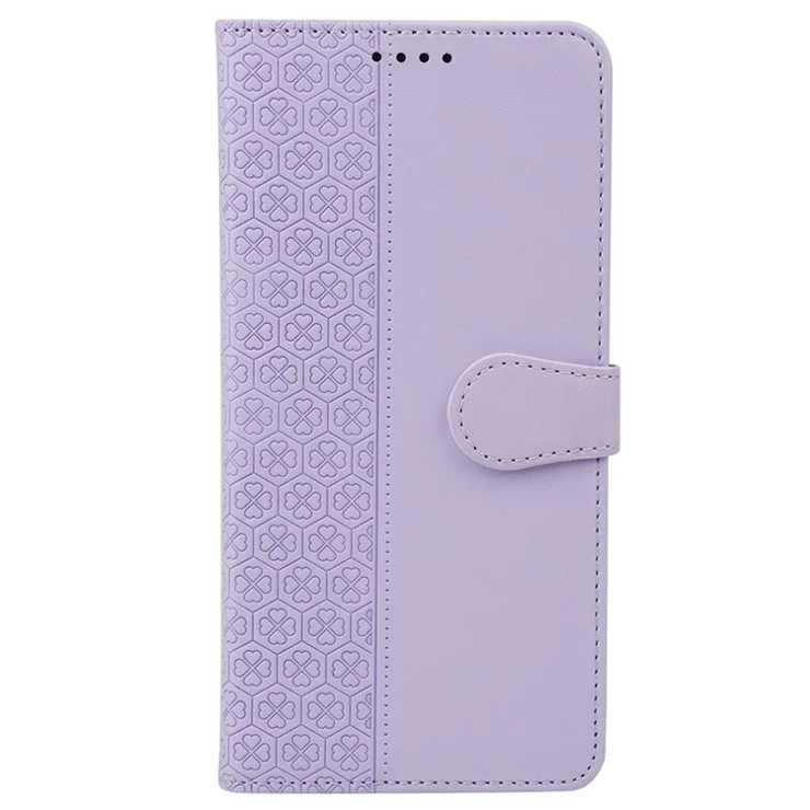 For Samsung Galaxy A05s 4G Case Magnetic Clasp Four-Leaf Clover Leather Phone Cover - Light Purple