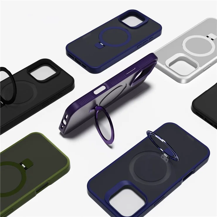 G Style For iPhone 16 Pro Case with Magnetic Kickstand Skin-touch Matte TPU+PC Phone Cover - Black