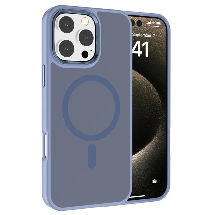 For iPhone 16 Pro Case Compatible with MagSafe Skin-touch Matte TPU+PC Phone Cover - Blue