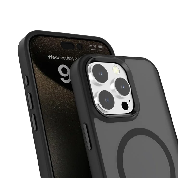 For iPhone 16 Pro Case Compatible with MagSafe Skin-touch Matte TPU+PC Phone Cover - Grey