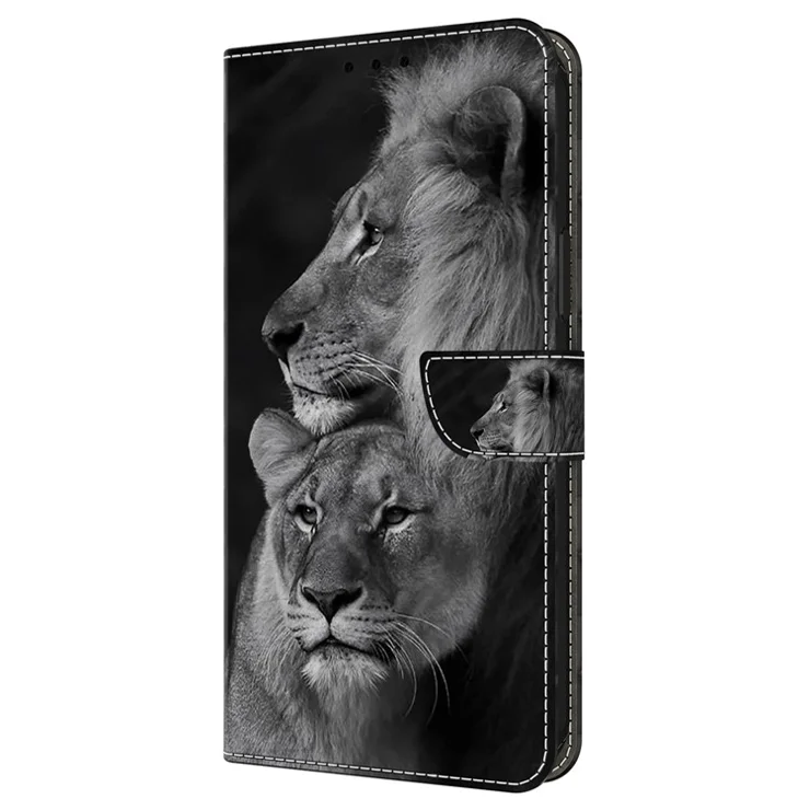 For Honor 200 Lite Wallet Case Magnetic Clasp 3D Pattern Leather Phone Cover - Couple Lions