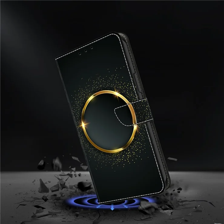 For Google Pixel 9 / 9 Pro Case PU Leather Wallet Phone Cover with Stand - Gold Ring