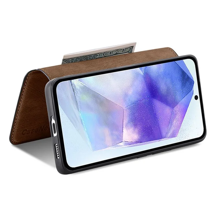 For Samsung Galaxy A35 5G Magnetic Case CASENEO Detachable Leather Phone Wallet Cover - Brown