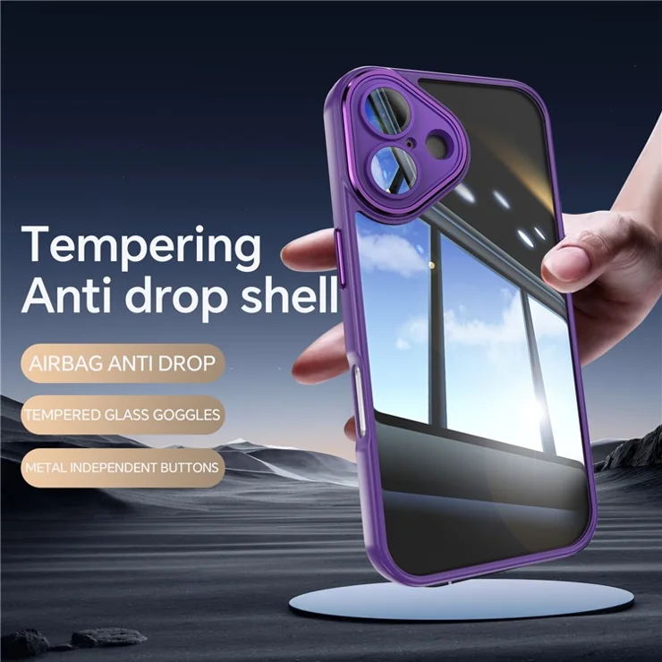 For iPhone 16 Plus Case Drop-Proof TPU + Acrylic Protective Phone Cover - Dark Purple