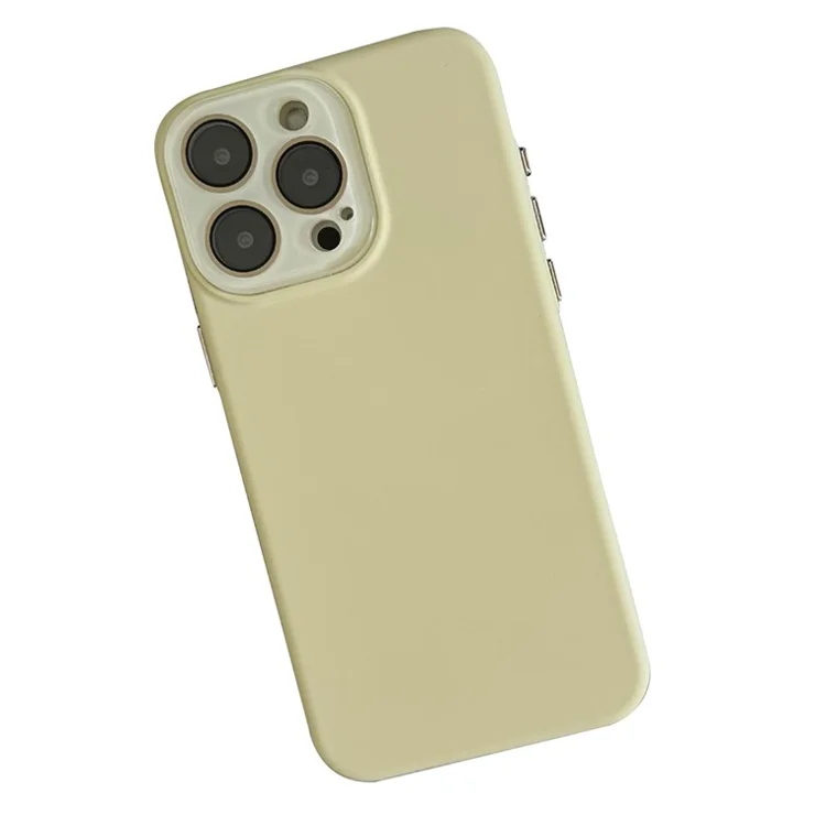 For iPhone 15 Pro Max Silicone Case Skin-touch Shockproof Back Cover with Glass Film - Yellow