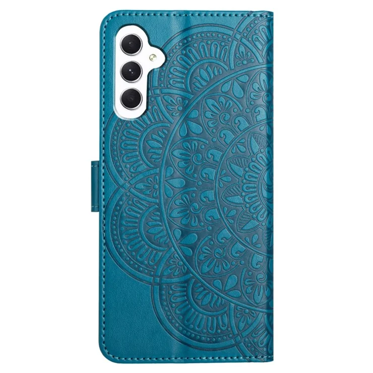 For Samsung Galaxy A16 5G / A16 4G Leather Case with Card Slots Mandala Pattern Phone Cover Stand - Blue