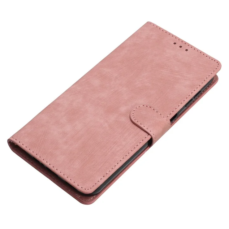 For Samsung Galaxy A06 4G Case with Card Clots Skin-Touch PU Leather Phone Cover Stand - Rose Gold