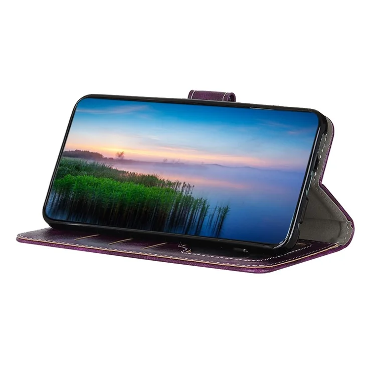For Honor X6b 4G Case Crazy Horse Texture Leather Phone Wallet Cover - Purple