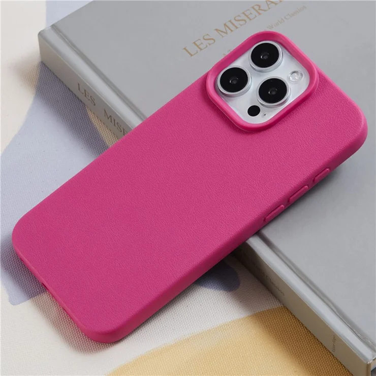 For iPhone 16 Pro Max Case Litchi Texture TPU Shockproof Phone Cover - Rose