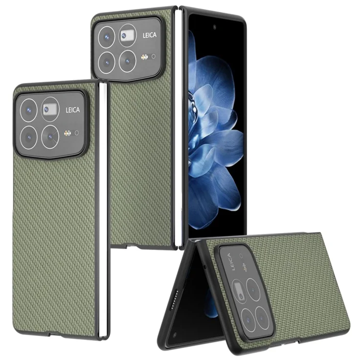 For Xiaomi Mix Fold 4 5G Case Carbon Fiber Texture PU+PC Phone Cover - Green