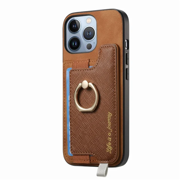 B5 For iPhone 15 Pro Max Case 2-in-1 Magnetic Detachable Card Holder Leather+TPU Phone Cover - Brown